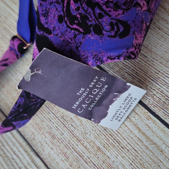 Cacique by Lane Bryant Microfiber Scoop Balconette Bra | Marble Purple | 40J - Picture 4 of 9